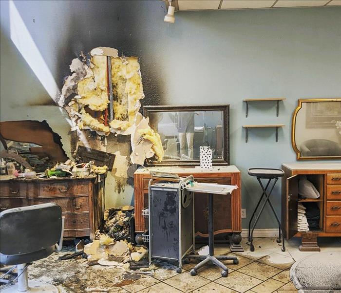 The aftermath of a fire in a San Diego salon
